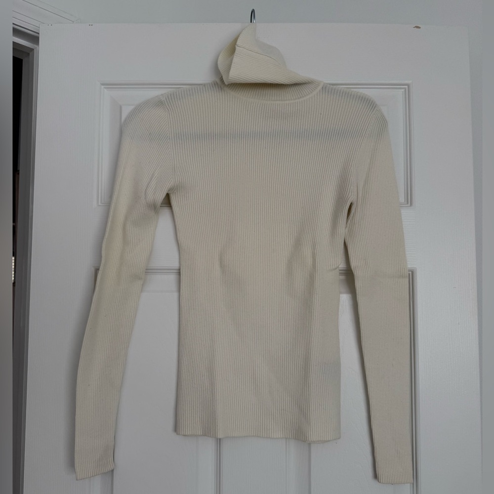 525 America Vintage Cream Ribbed Turtleneck Sweater
